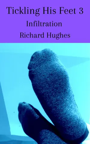 Tickling His Feet 3 book cover by Richard Hughes showing the sole of a ticklish socked stocking male foot.